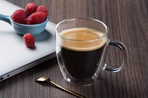 CNGLASS Insulated Espresso Glass Mugs 5.4oz/160ml, Small Clear Coffee Mugs Set of 2, Double Wall Glass Cups with Handle for Tea and Macchiato - Image 6
