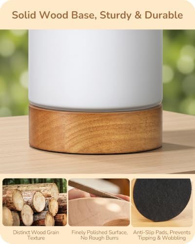 EDISHINE 9.85" Glass Table Lamp, Rosewood Color Wood Base, Easy Assembly - Image 2