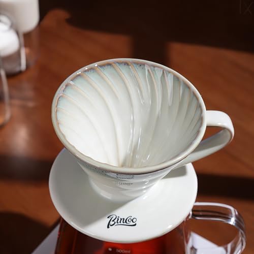 Bincoo Pour Over Coffee Maker&Dripper, Style Cone Filter + 450ml Ceramic Coffee Server, Manual Coffee Brewer Set, Reusable Coffee Filter Holder, Great Gift for Coffee Enthusiasts - Image 4