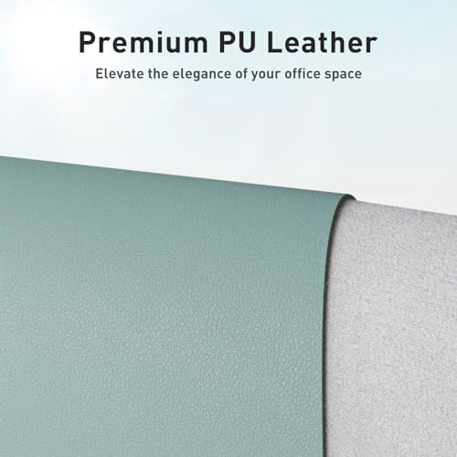 Aothia Leather Desk Pad Protector, Mouse Pad, Office Desk Mat, Non-Slip PU Leather Desk Blotter, Laptop Desk Pad, Waterproof Desk Writing Pad for Office and Home (Light Blue,31.5" x 15.7") - Image 2