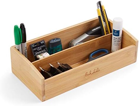 Bookaholic Desk Organizer 2 Tier Bamboo Desk Storage for Office Supplies, Toiletries, Crafts, Great for Desk, Vanity, Tabletop in Home or Office by Kozy+Sweet+Home