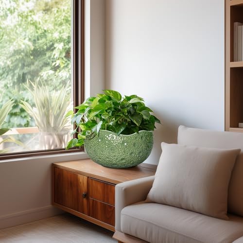 Ceramic Pots for Plants, 10 Inch Plant Pot for Indoor, Green - Image 6