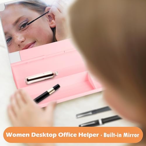 SELEAD Desktop Glass Whiteboard with Wireless Charger and Mirror, Pink - Image 2