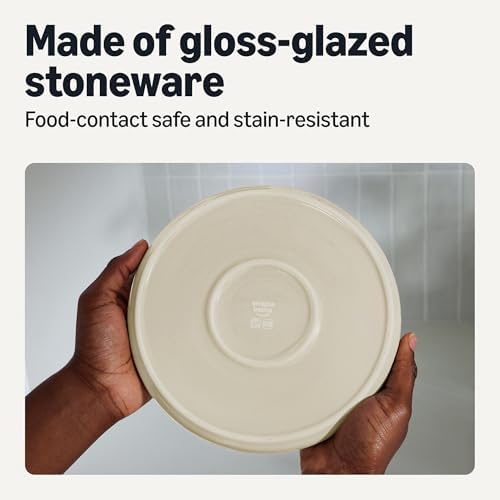 Amazon Basics Glazed Stoneware Salad Plates, Ceramic 4-Piece Set, Microwave, Dishwasher and Freezer-Safe, Stain-Resistant, 8.3 in., Ivory - Image 3