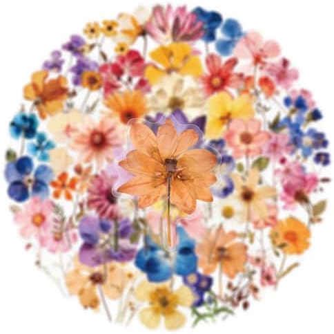 50PCS Transparent Flora Scrapbook Stickers, Vintage Aesthetic Flowers Sticker for Scrapbooks Travel Journal, Vinyl Waterproof for Water Bottles Laptop Phone Scrapbook Supplies DIY Crafts, (Flower-C) - Image 5