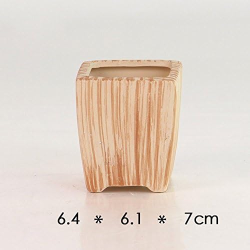 2.5-3" Succulent Pots, Ceramic Wood Pattern Cactus Planters Set, 6 Pack - Image 7