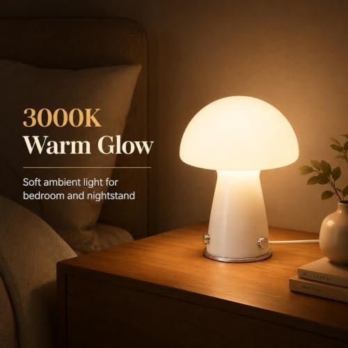 White Small Mushroom Table Lamp Suit for Bedroom and Nightstand - Image 2