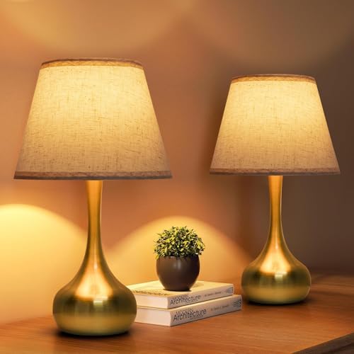 ONEWISH Touch Table Lamp Set of 2, Farmhouse 3-Way Dimmable Bedside Lamps for Nightstand with Fabric Shade,17.32'' Desk Lamp for Reading, Bedroom, Livingroom, Office by onewish