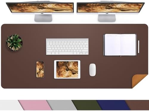 AFIING Cork Desk Mat 47" x 23.6", Dual-Sided Natural Cork & PU Leather Desk Pad, Non-Slip Waterproof Large Mouse Pad for Office, Home & Gaming (Coffee) by AFIING