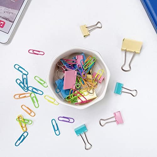 Ceramic Paper Clip Holder Gold Line Paper Clip Dispenser Organizer for Desk Cute Terrazzo Marble Pattern Office Binder Clip Holder Bobby Pin and Hair Clip Holder Gift for Office Blue - Image 3