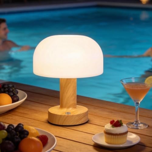 Mushroom Table Lamp - Waterproof Shower Lamps, Cordless Night Light with 3500mAh Rechargeable Battery, Stepless Dimming Desk Lamp with 3 Colors for Bedroom/Patio/Living Room - Image 6