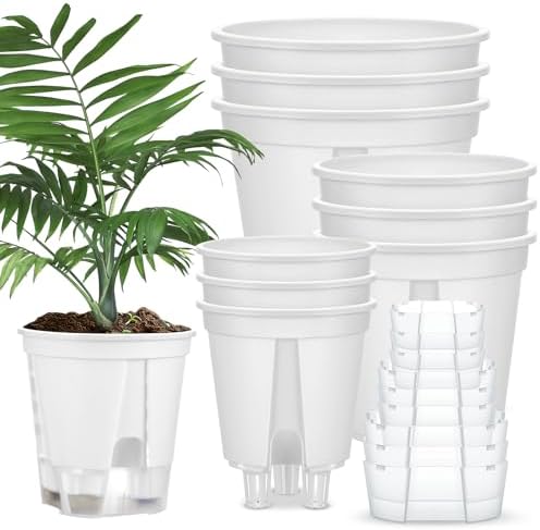 Wonderjune Self Watering Planter, 4.72'', 5.91'', 7.09'', White, 9 Pcs by Wonderjune