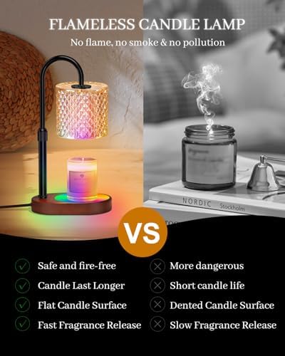 Engpure Candle Warmer Lamp with 8 Colors LED Changing and Timer Dimmer, Candle Warmer with RGB Model Height Adjustable for All Size Scented Candles with 2 Bulbs, Christmas Gift for Mom, Wife,Friends - Image 5