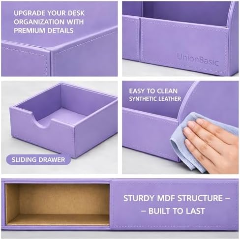 UnionBasic Desk Organizer - Multifunctional Leather Desktop Pen Holder Storage Box - Business Card/Pen/Pencil/Mobile Phone/Stationery Holder - Image 2