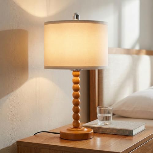 LALISU Table Lamp Farmhouse Wood Table Lamps Dimmable and Timer Setting by LALISU