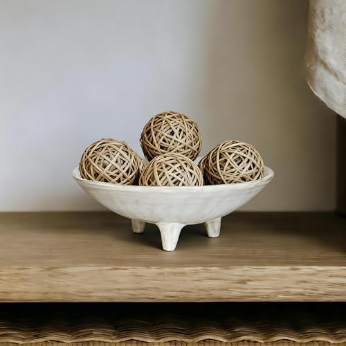 Small Wabi-Sabi Ceramic Bowl, 6 Inch Handcrafted Tripod Design for Snacks, Sauces, Dips, Decorative Serving Bowl for Kitchen, Dining Table & Coffee Table (White) - Image 2