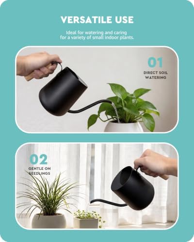 Baffect Watering Can Indoor Plants with Long Spout, 1L / 35oz (Black) - Image 4