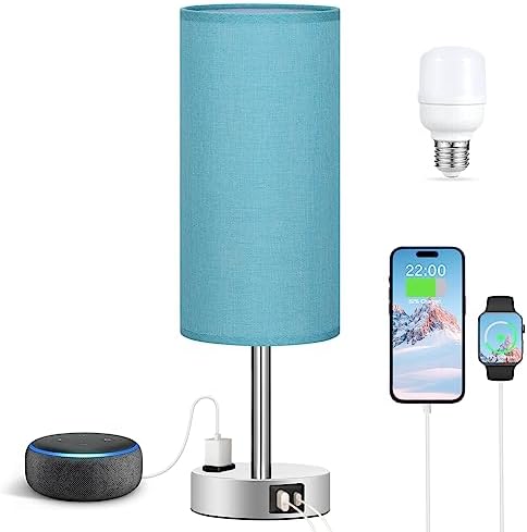 Fenmzee Light Beige Bedside Table Lamp, Dimmable Touch, USB A+C, AC Outlet - Image 6