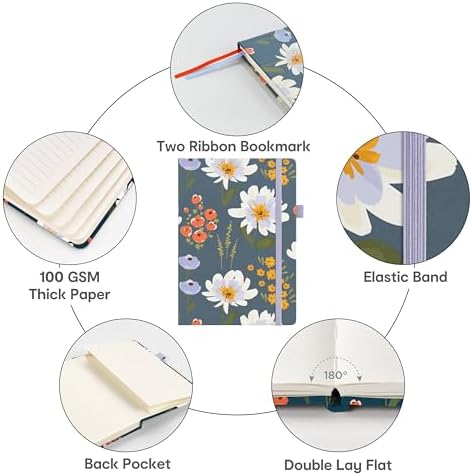 &And Per Se Lined Hardcover Notebook – A5 5.7"x8" College Ruled, 160 Pages, 100gsm Thick Paper – Aesthetic Journal for Women, Gift-Ready Planner, Everyday Writing Notebook (Garden Flowers) - Image 5