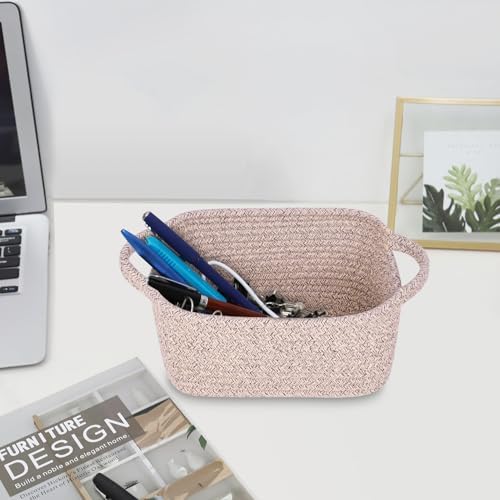 Abenkie Small Storage Basket, Cute Cotton Rope Woven Boho Decorative Toy Dog Cat Basket for Nursery, Living Room, Spa, Gift - XS, Brown - Image 4