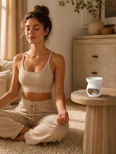 INGOFIN Ceramic Wax Melt Warmer & Essential Oil Burner, Tea Light, White - Image 3