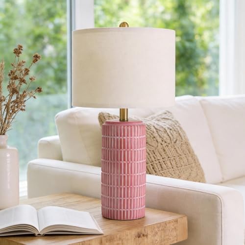 PoKat 23" Ceramic Table Lamps for Living Room, Farmhouse Bedside Lamps Set of 2 for Bedroom, Rustic Nightstand Lamps for Office Sideboard Entryway Hallway Decor Gifts (Matte Red) - Image 2