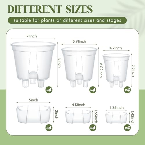 Wonderjune Self Watering Planter, 4.72'', 5.91'', 7.09'', Clear, 12 Pcs - Image 2