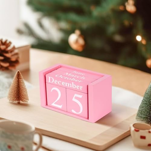 Notakia Pink Decor Wooden Desk Blocks Calendar Perpetual Block Cute Office Pink Desk Accessories Preppy Room Decor for Women - Image 6