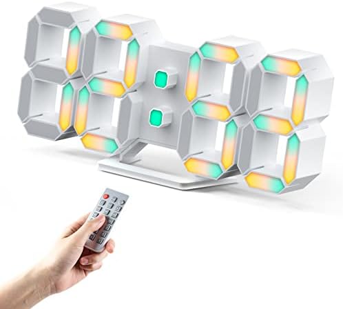 3D LED Digital Wall Clock, 9.7" RGB Neon Alarm Clock, 7 Colors - Image 4