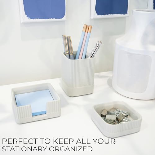 Aesthetic Desk Organizer Set of 3 - Sturdy Concrete Office Accessories - Image 3