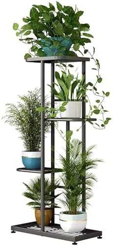 LINZINAR 4 Tier Plant Stand Indoor Outdoor Metal Flower Pot Display Shelf by LINZINAR