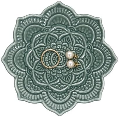 PUDDING CABIN Green Mandala Ring Dish, Cute Trinket Dish, Gifts for Women by PUDDINGCABIN