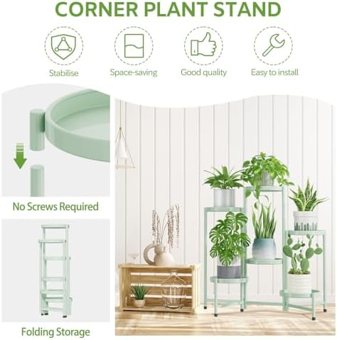 iDavosic.ly 6 Tier Large Plant Stand Indoor Outdoor, 10 In Wide Tray, Green - Image 5