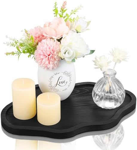Small Decorative Tray Wood Decorative Serving Tray for Candles Perfume, Cloud Wooden Jewelry Tray Trinket Dish, Wooden Trays for Coffee Table Home Decor by BIEOFFEI