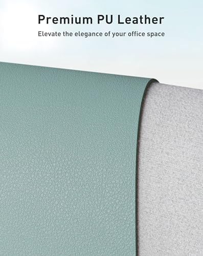Aothia Faux Leather Desk Mat - Large Mouse Pad, Non-Slip PU Leather Blotter, Waterproof Writing Surface for Office and Home (Light Blue, 40" x 24") - Image 2
