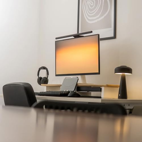 Raico Desk Cockpit Shelf Monitor Stand System Dual Screen Setup Wood Large Desk Accessory Organizer Unit (Oak, Medium v2 | 36 Inches) - Image 2