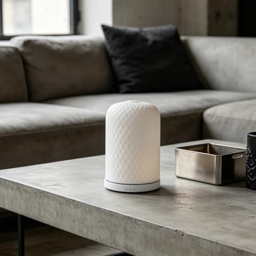 ULTECHNOVO Ceramic Essential Oil Diffuser Continuous Mist Technology Minimalist Silhouette with Multi-Color Changing LED Lights Decorative Aromatherapy Diffuser for Dorms and Offices - Image 6