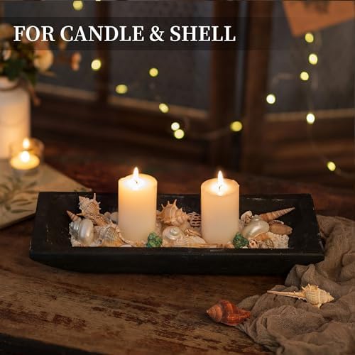 Hanobe Wood Decorative Bowl for Coffee Table Entryway Decor, Rustic Black - Image 3