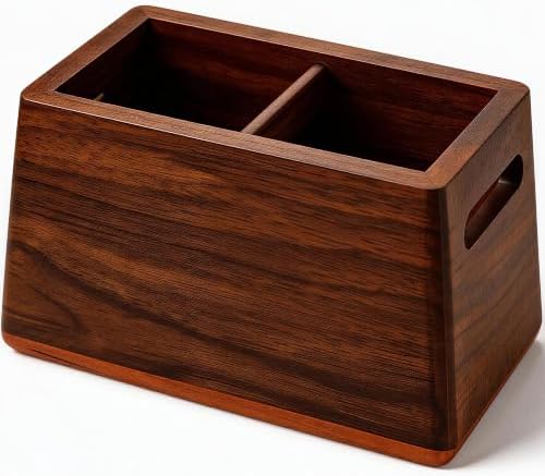 Solid Black Walnut Dual Slot wood Pen Holder for Desk by Unknown