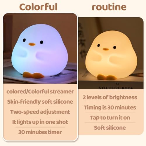 Rytinazzz Duck Night Light, Color Changing Mode & 50-Hour Battery, Squishy Silicone Lamp for Kids Room, USB Rechargeable with Timer, Mothers Day Gifts - Image 2