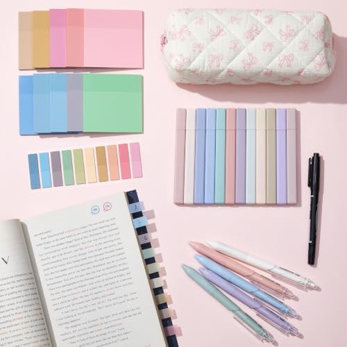 Jutom 39 Pcs Aesthetic Book Annotation Kit,Pink,Bow Style - Image 5