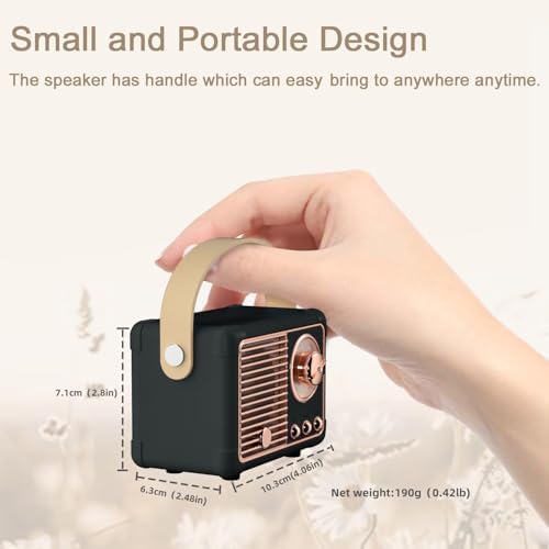 Bluetooth Speaker Retro Vintage Decor Wireless Speaker for Men Gifts Black - Image 2