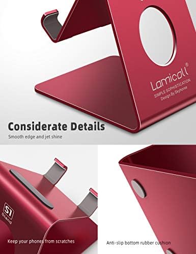 Lamicall Cell Phone Stand, Phone Dock : Cradle, Holder, Stand, Compatible with Phone 12 Mini 11 Pro Xs Xs Max Xr X 8 7 6 6s Plus 5 5s 5c All Android Smartphone Charging, Accessories Desk - Red - Image 5