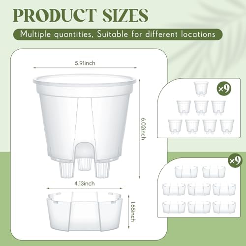 Wonderjune Self Watering Planter, 5.91'', Clear, 9 Pcs - Image 2