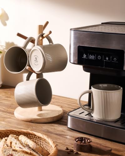 famiware Coffee Mug Set of 6, Star 12 oz Ceramic Mugs Cups Set with Handle - Image 4
