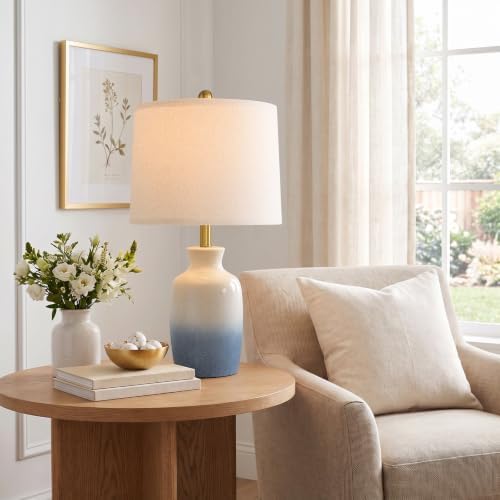 PoKat 24'' Ceramic Table Lamp for Living Room, Farmhouse Gradient Blue - Image 4