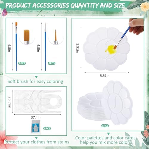 Tenceur 72 Pieces Pre Drawn Canvas Kit 8" x 10" Paint and Sip Kit for Adults DIY Painting Party Pre Printed Stenciled Canvas with Design Easels Aprons Brushes for Party Gifts (Garden) - Image 3