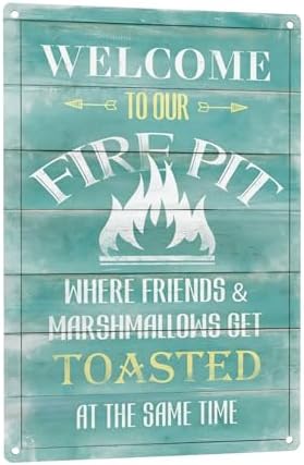Funny Camping Decor Retro Backyard Metal Tin Sign for Campfire Cabin Motorhome Wall Decoration Gift 12 X 8 Inches Firepit Accessories Outdoor & Indoor - Friends & Marshmallows Get Toasted by C-CHAIN