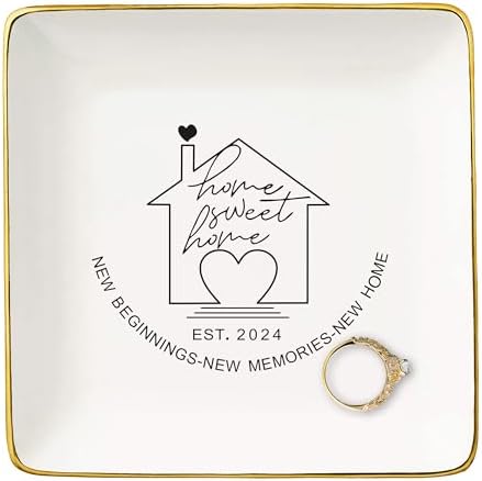 Happy New Home Gift,Congrats Gifts Realtor to Homeowner,Housewarming Presents-New Home Present for Houseowners Woman-Jewelry Tray Trinket Holder Ring Dish-Home Sweet Home by NZY
