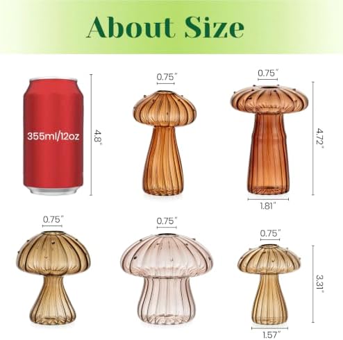 Hewory Plant Propagation Stations: 5PCS Amber Mushroom Vase for Flower - Image 5